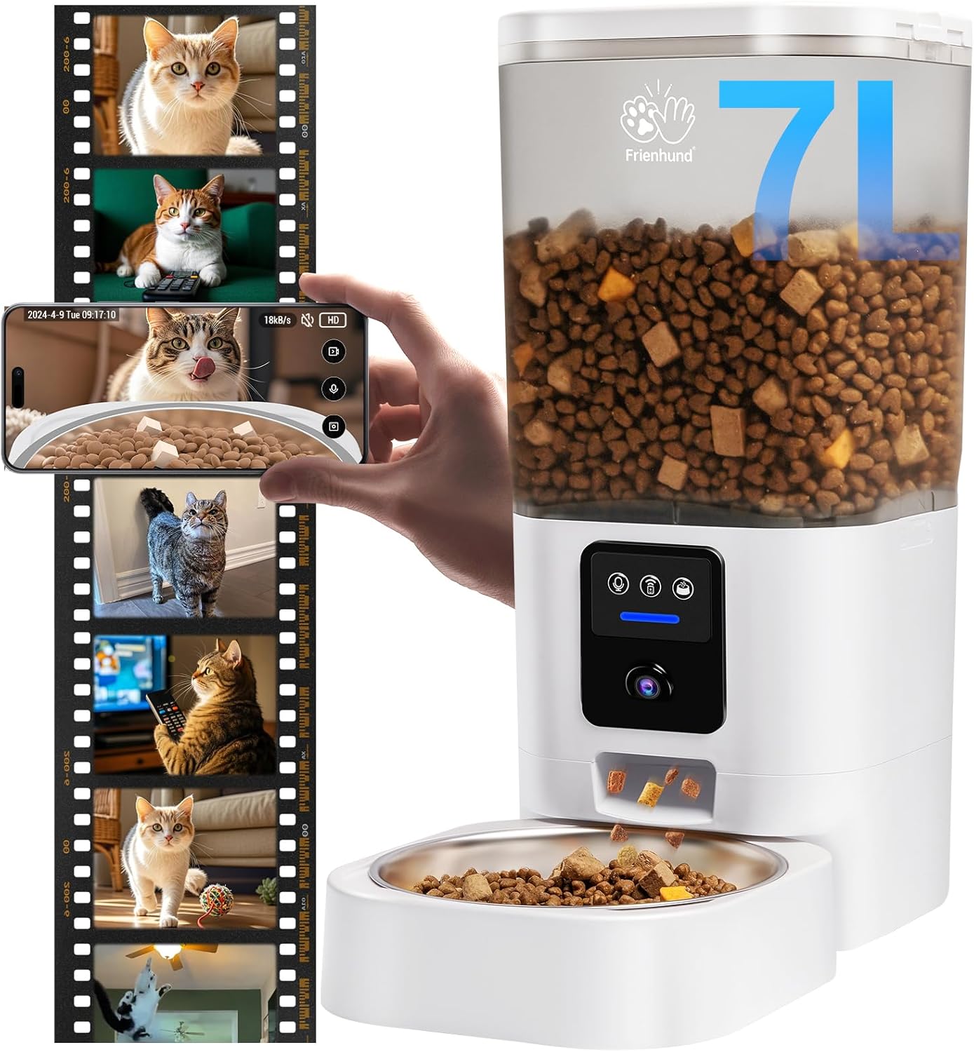 Frienhund by Apasiri Automatic Cat Feeder with 2K Camera: 5G WiFi  