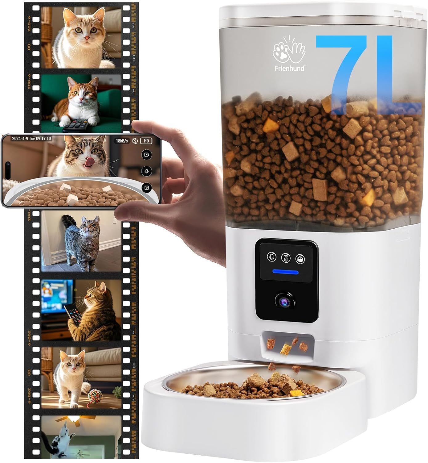 Frienhund by Apasiri Automatic Cat Feeder with 2K Camera: 5G WiFi  