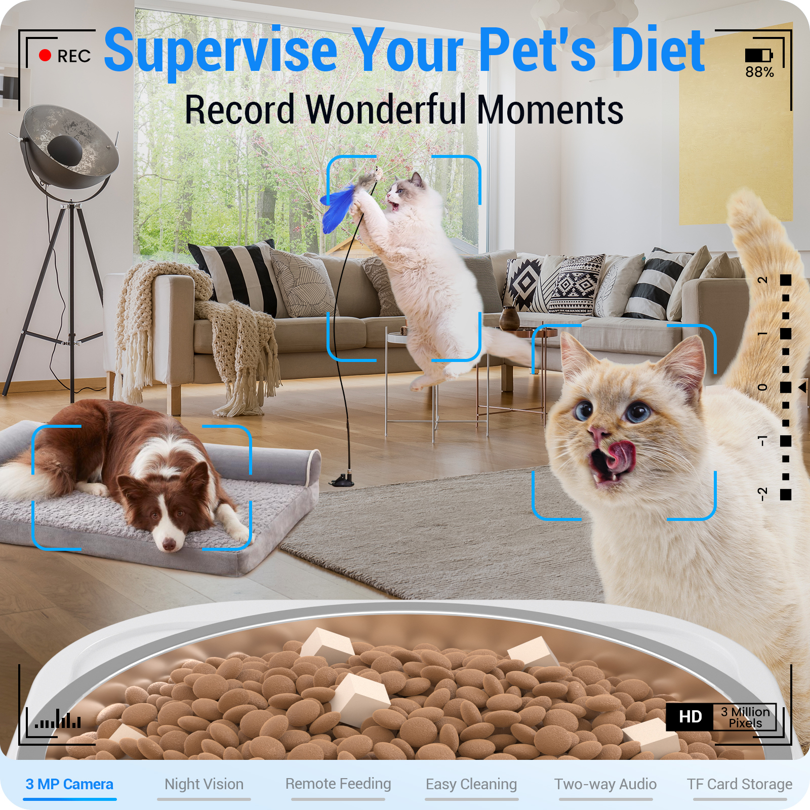 Frienhund by Apasiri Automatic Cat Feeder with 2K Camera: 5G WiFi  