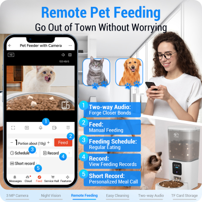 Frienhund by Apasiri Automatic Cat Feeder with 2K Camera: 5G WiFi  