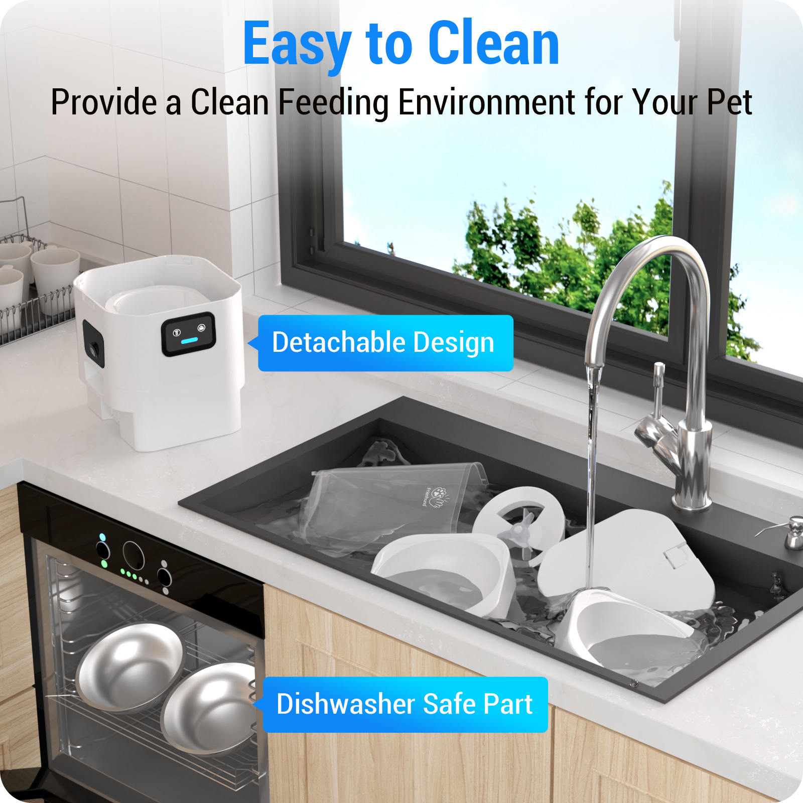 Automatic Cat Feeder with Two HD Camera for 2 Cats: 7L