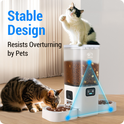 Automatic Cat Feeder with Two HD Camera for 2 Cats: 7L