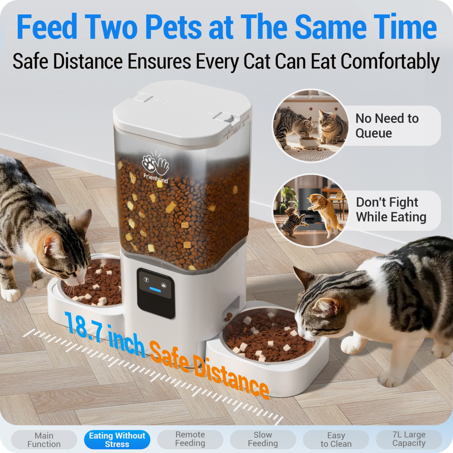 Automatic Cat Feeder with Slow Feed for 2 Cats: 5G WiFi