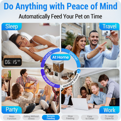 Automatic Cat Feeder with Slow Feed for 2 Cats: 5G WiFi