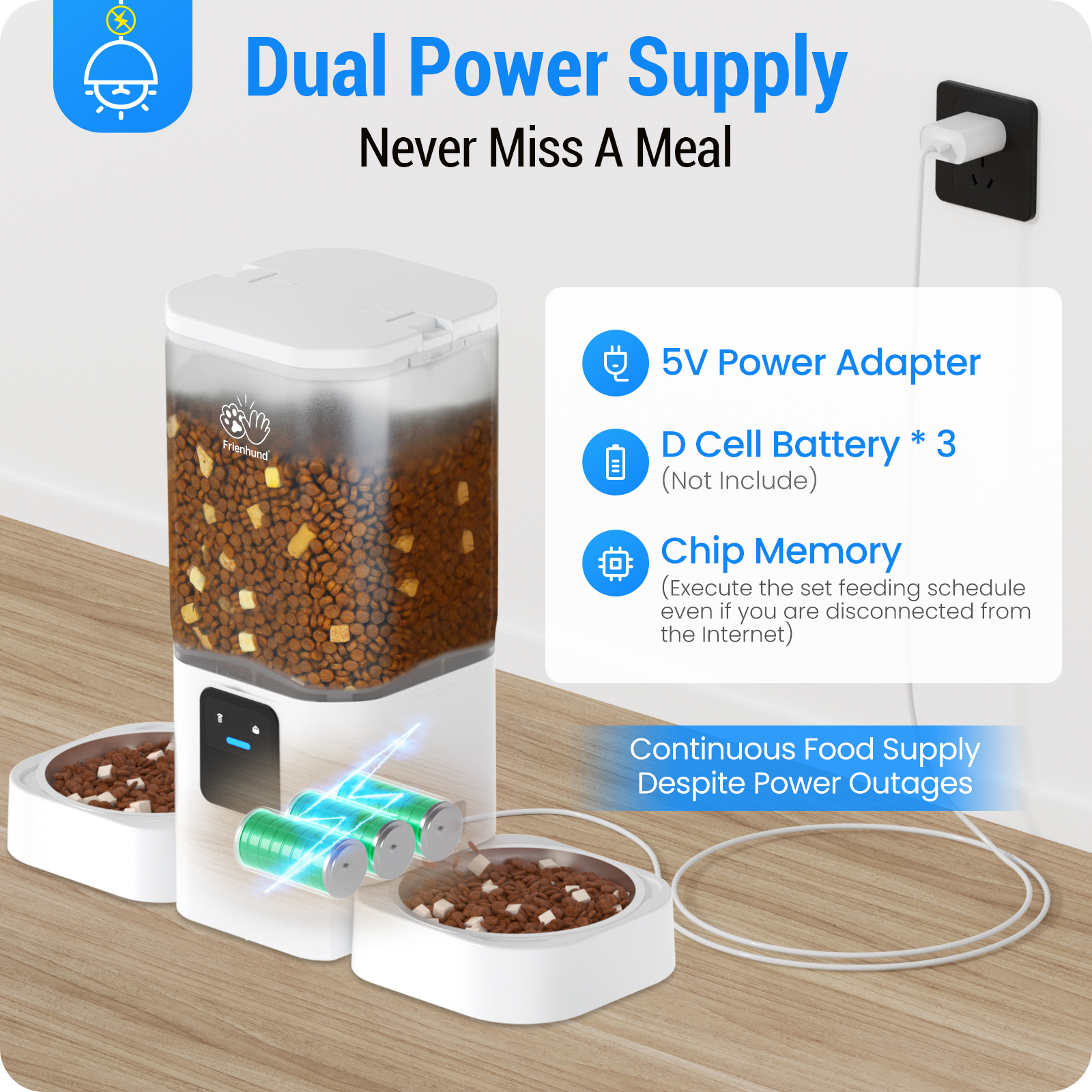 Automatic Cat Feeder with Slow Feed for 2 Cats: 5G WiFi