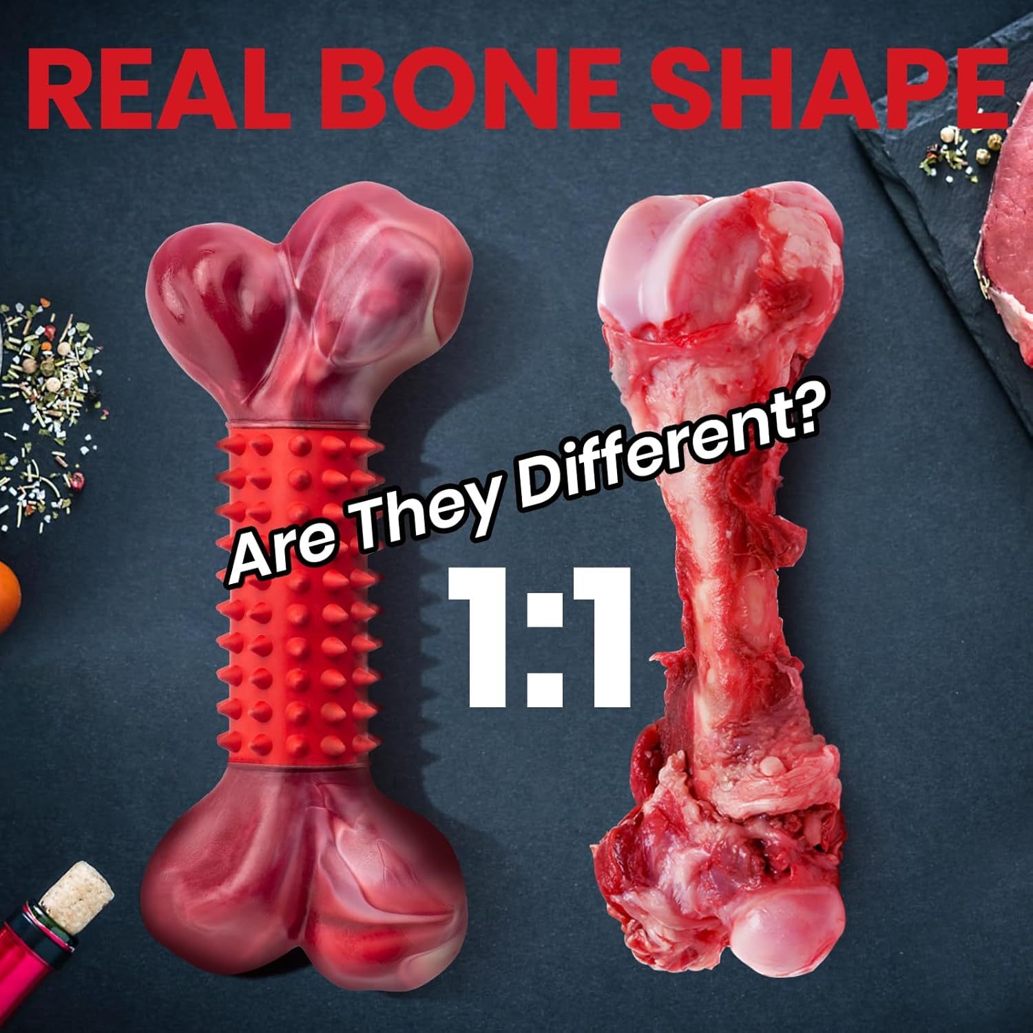 Apasiri Tough Dog Toys for Aggressive Chewers Large Breed, Beef Flavor Dog Chew Bone, Nylon & Rubber Chew Toy for Medium Large Dogs