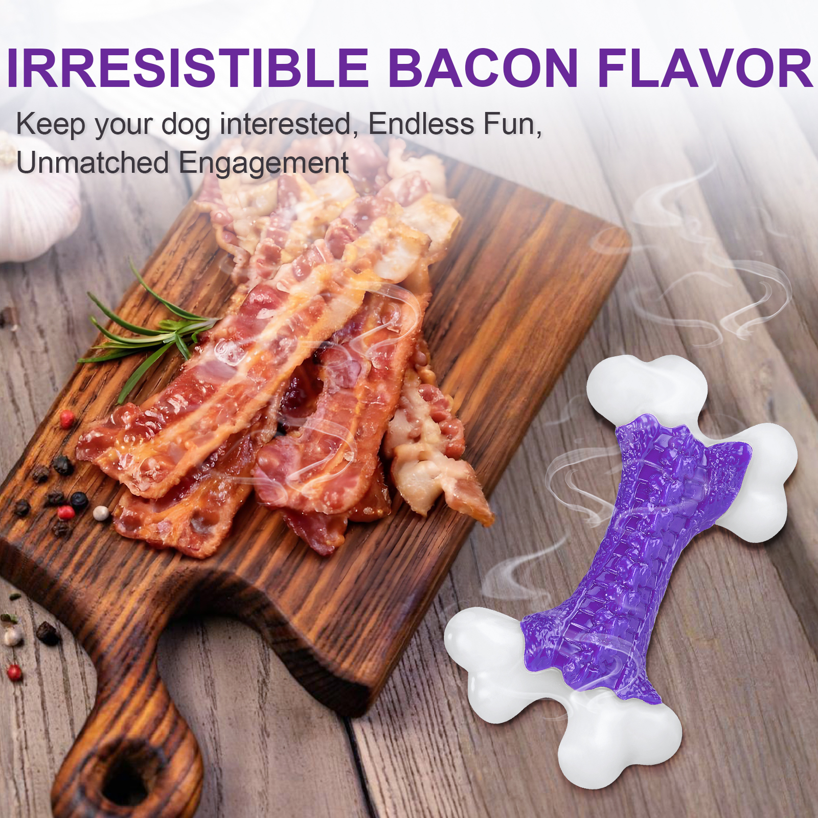 Kseroo by Apasiri Tough Dog Toys, Toys for Aggressive Chewers Large Breed, Chew Dogs, Bone Toy Nylon Dogs Almost Indestructible，Flavor Bacon