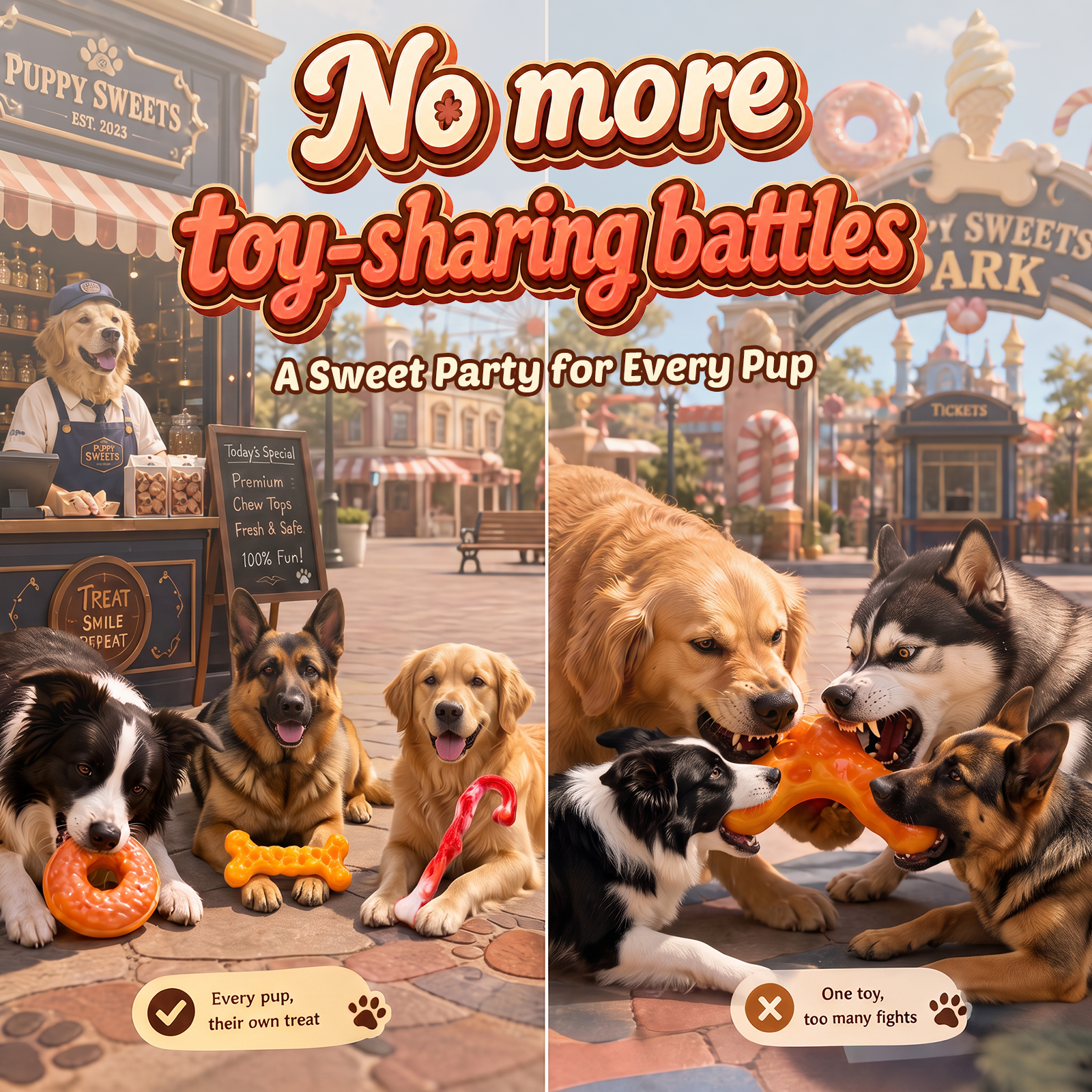 3-Pack Tough Dog Toys for 25-80lbs Aggressive Chewers, Hard Nylon
