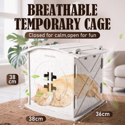 ChienBox：Felt Cat House Indoor: Removable Cat house with Soothing Scratch Arch