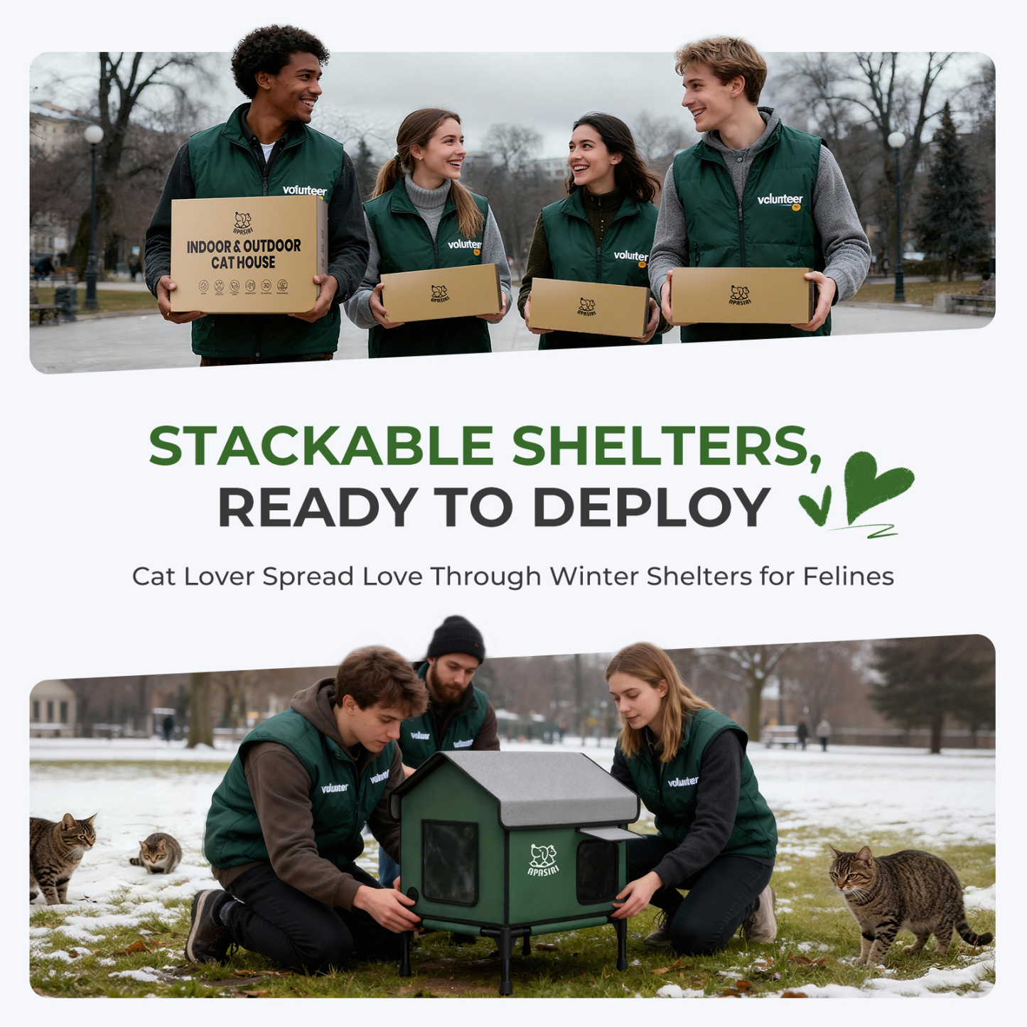 Apasiri Heated Outdoor Cat House for Winter : Medium