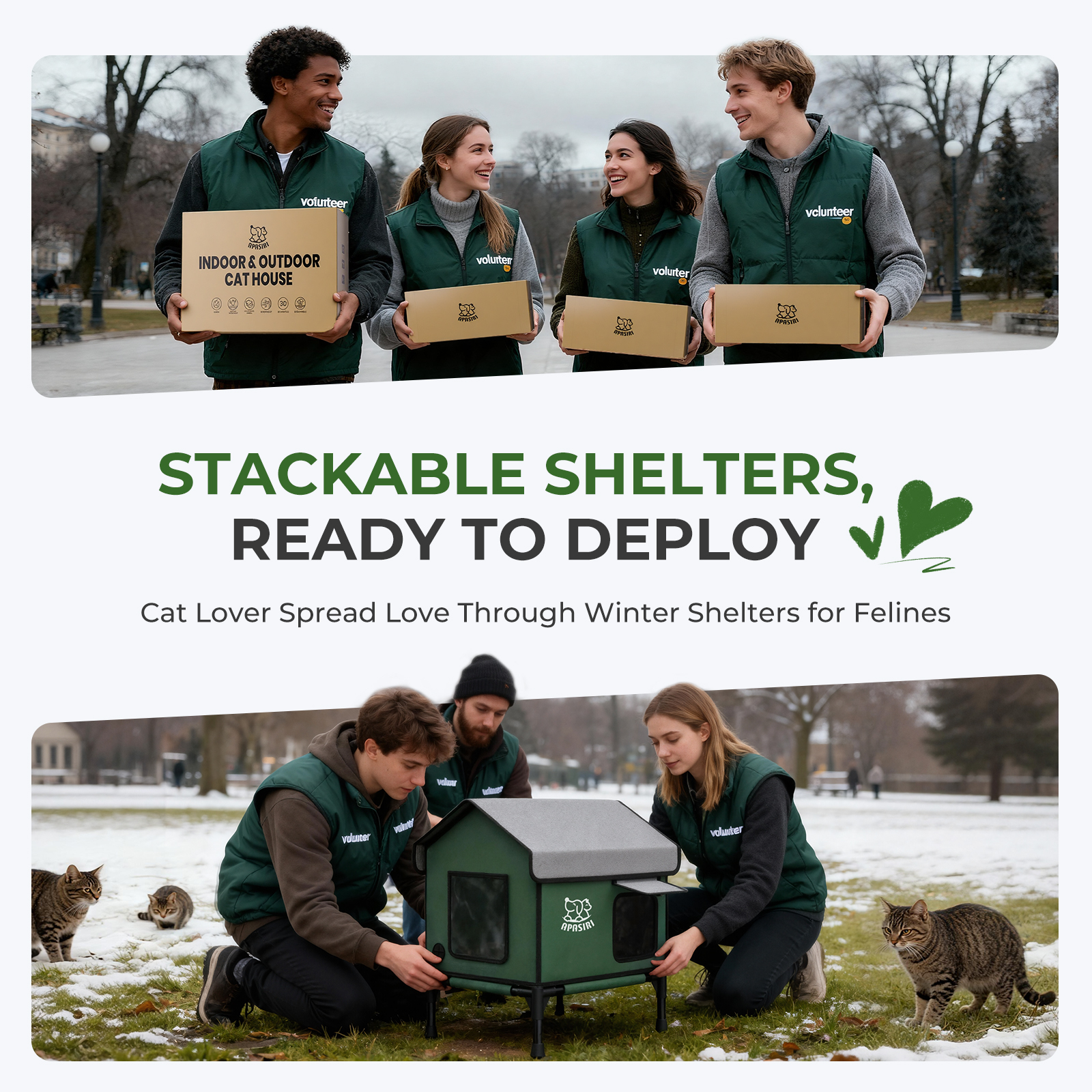 Apasiri Heated Outdoor Cat House for Winter : Medium