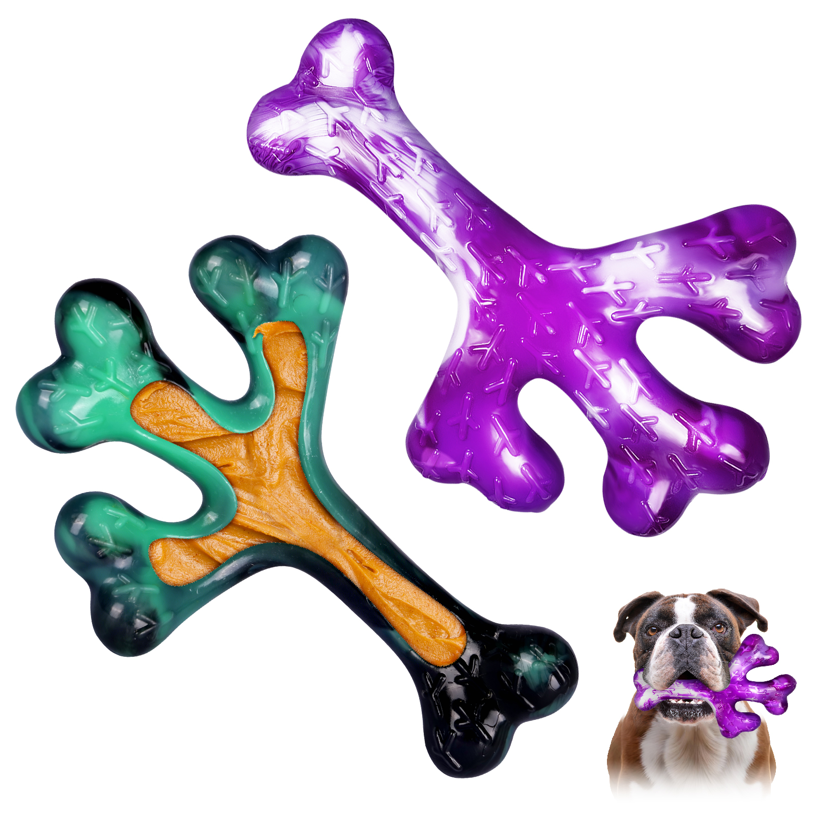 Frienhund by Apasiri Aggressive Chewers Dog Chew Toys - 2 Pack 