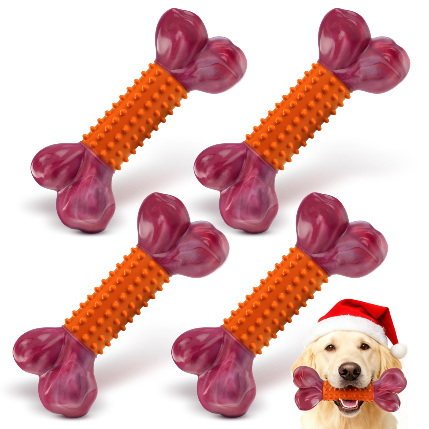 Apasiri Tough Dog Toys for Aggressive Chewers Large Breed, Peanut Butter Flavor Dog Chew Bone, Nylon & Rubber Chew Toy for Medium Large Dogs