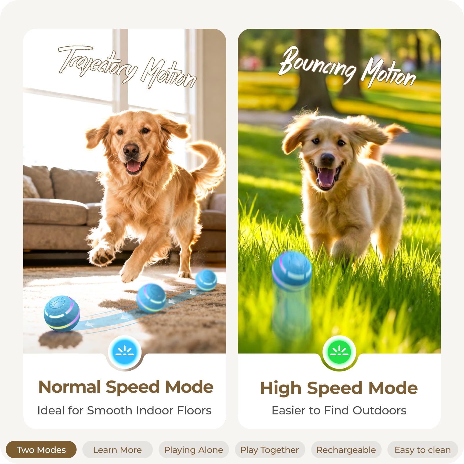 Apasiri Interactive Dog Toys: Automatic Moving Dog Balls with LED Lights