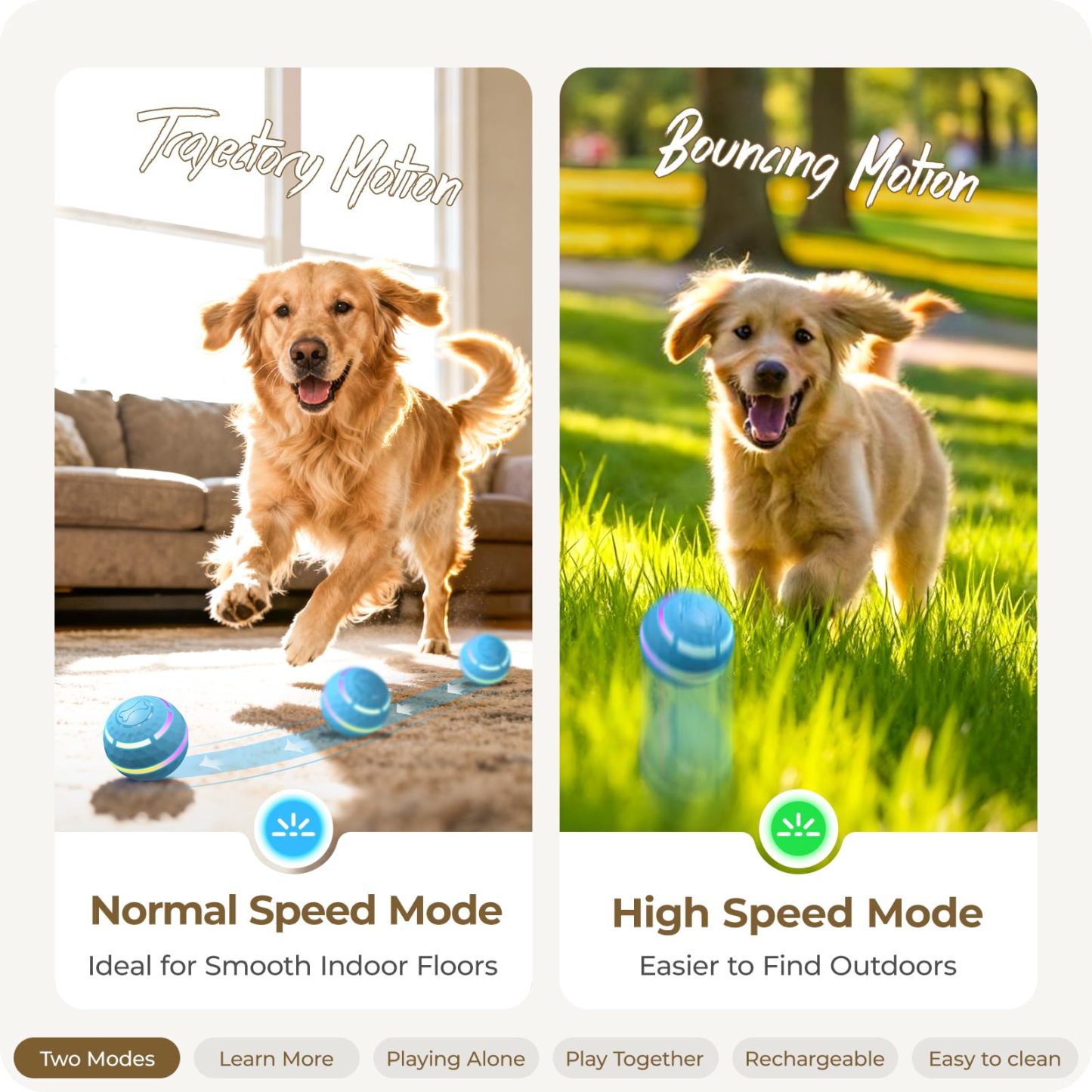 Apasiri Interactive Dog Toys: Automatic Moving Dog Balls with LED Lights