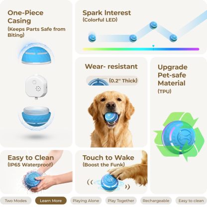 Apasiri Interactive Dog Toys: Automatic Moving Dog Balls with LED Lights