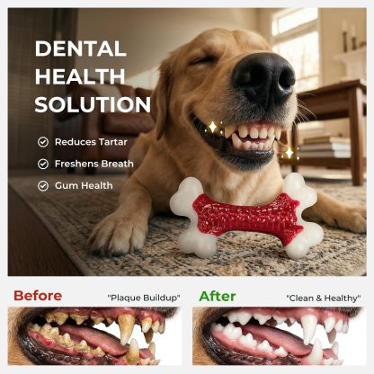 Kseroo 2-Pack Indestructible Dog Chew Toys, Beef Flavored Hard Nylon Bone, Tough Chew Toys for Aggressive Chewers, Suitable for Medium & Large Breed Dogs, Red, Keep Dogs Busy & Promote Dental Health
