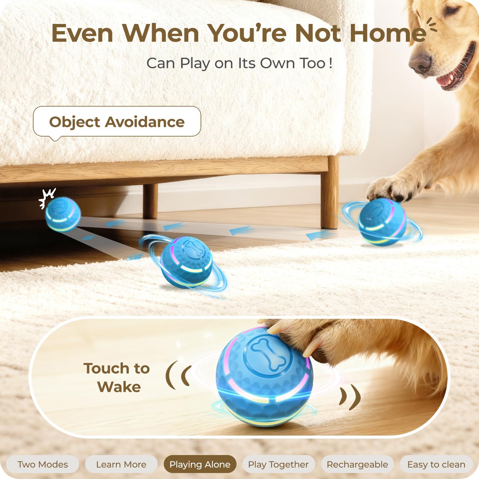 Apasiri Interactive Dog Toys: Automatic Moving Dog Balls with LED Lights
