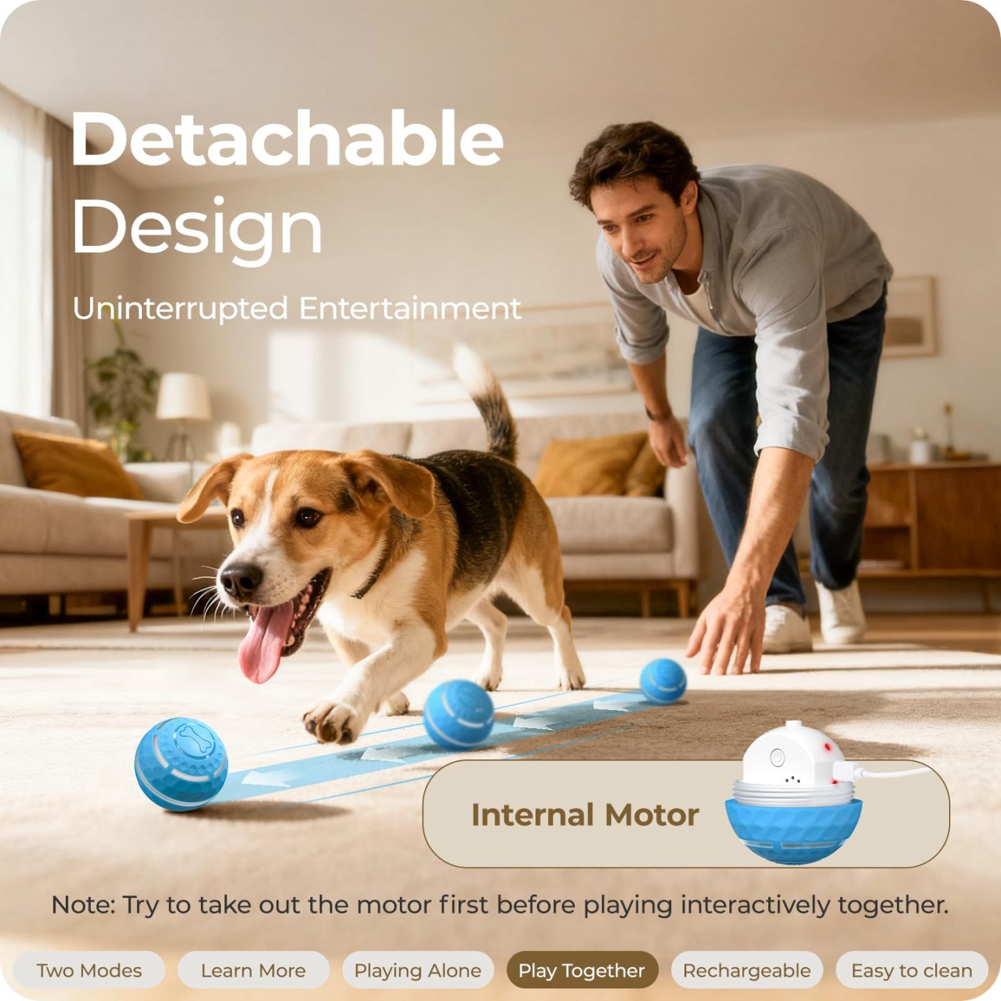 Apasiri Interactive Dog Toys: Automatic Moving Dog Balls with LED Lights