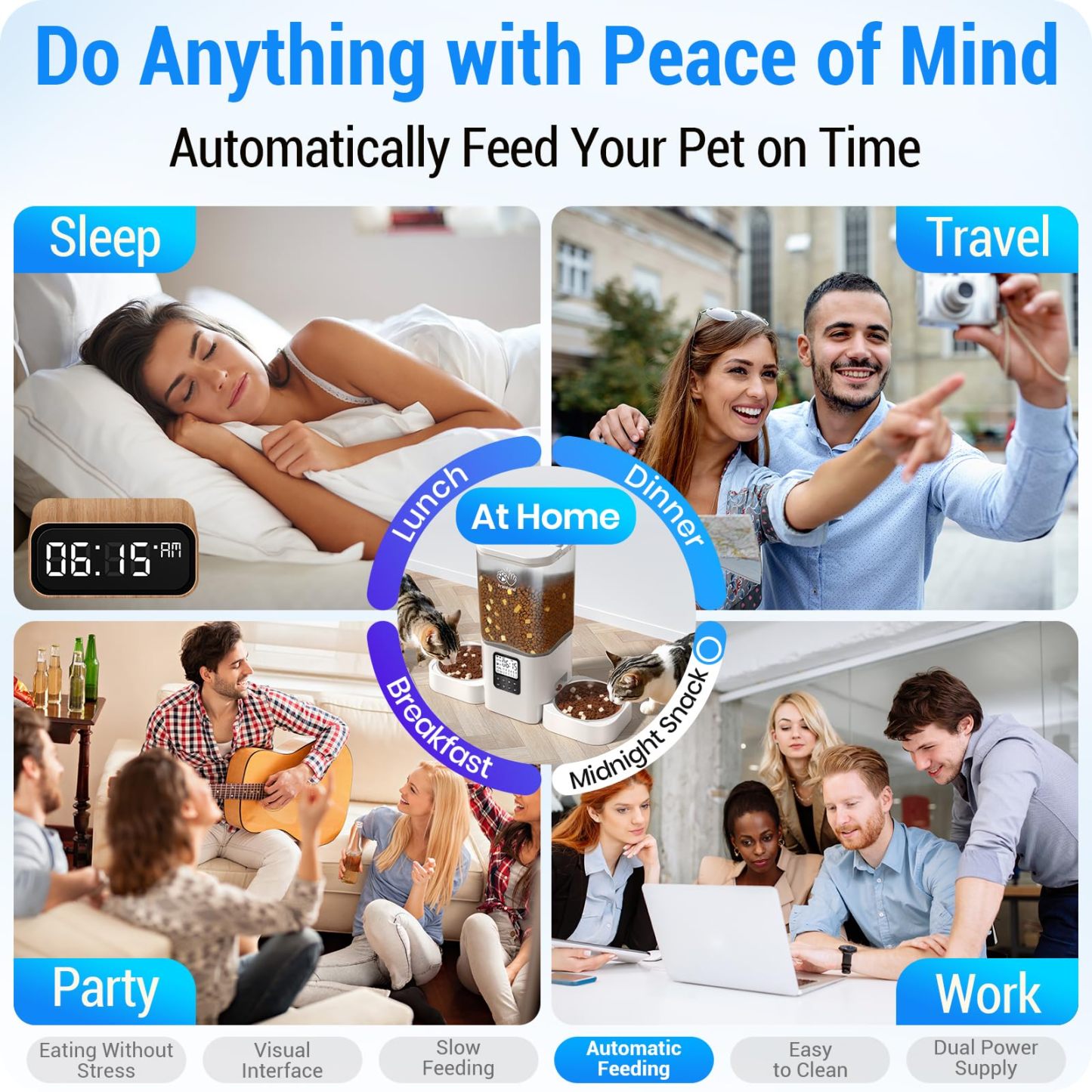 Frienhund Automatic Cat Feeder 2 Cats with Slow Feed: 7L Timed Automatic Dog Feeder with Information Visualization