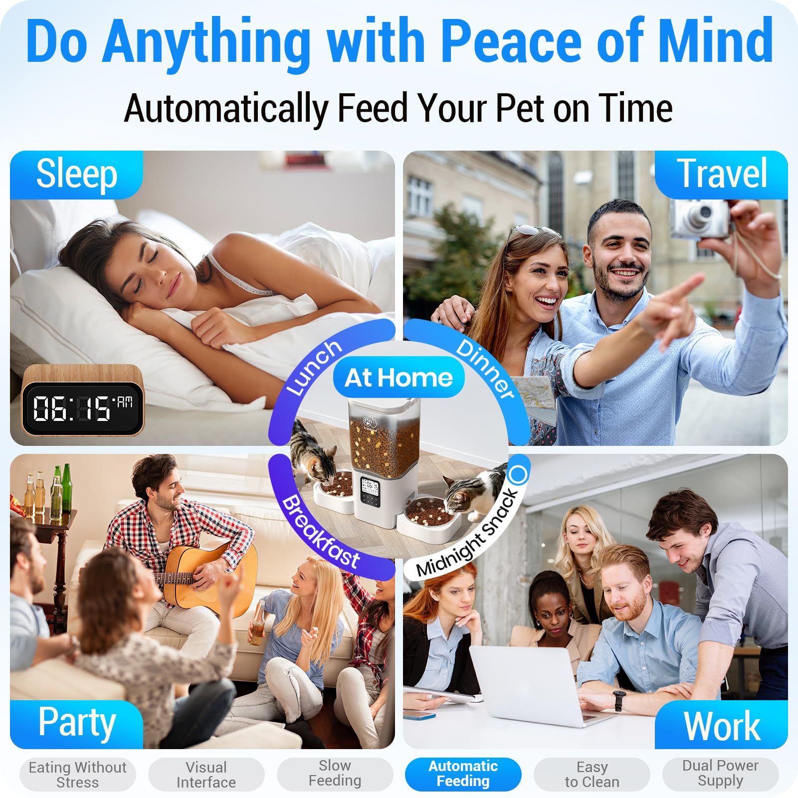 Frienhund Automatic Cat Feeder 2 Cats with Slow Feed: 7L Timed Automatic Dog Feeder with Information Visualization