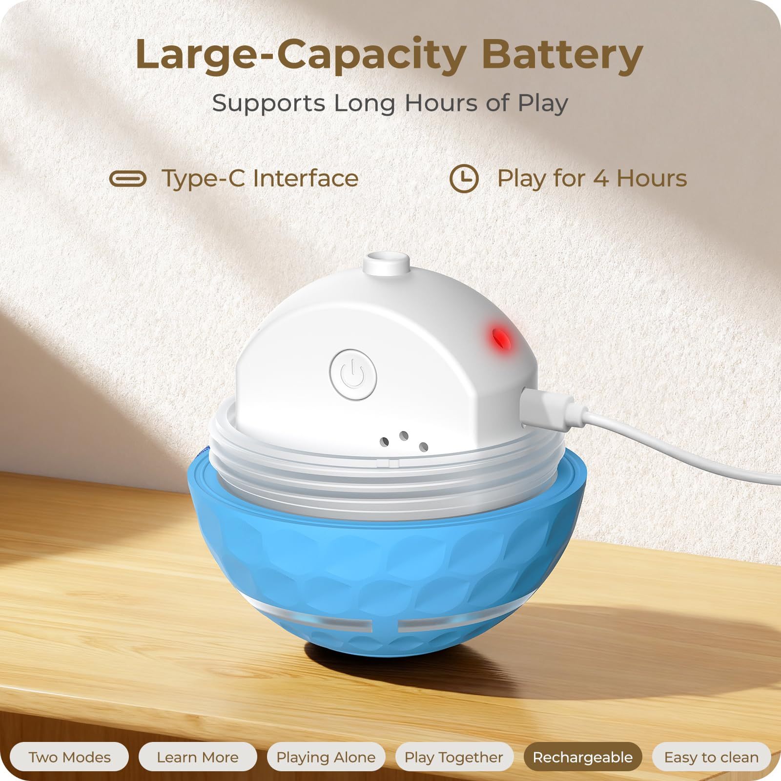 Apasiri Interactive Dog Toys: Automatic Moving Dog Balls with LED Lights