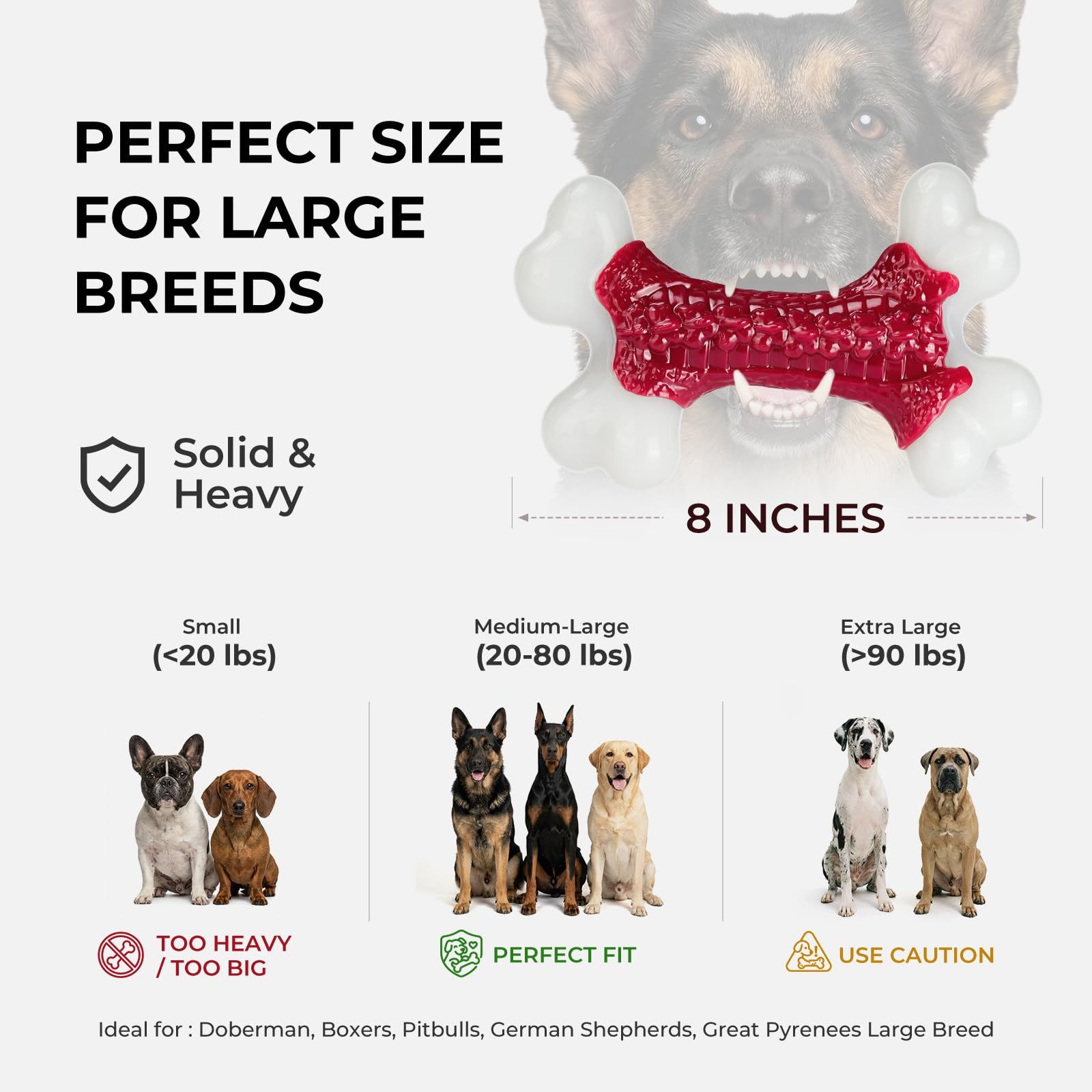 Kseroo 2-Pack Indestructible Dog Chew Toys, Beef Flavored Hard Nylon Bone, Tough Chew Toys for Aggressive Chewers, Suitable for Medium & Large Breed Dogs, Red, Keep Dogs Busy & Promote Dental Health