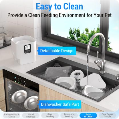 Frienhund Automatic Cat Feeder 2 Cats with Slow Feed: 7L Timed Automatic Dog Feeder with Information Visualization