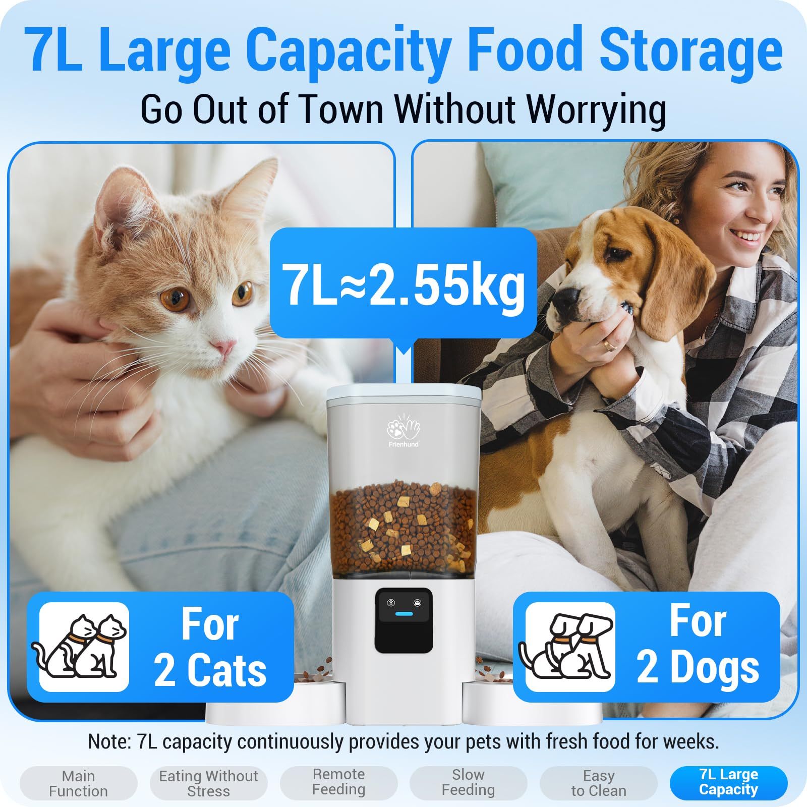 Automatic Cat Feeders 2 cat with Slow Feed: Automatic Dog Feeder with 5G WiFi