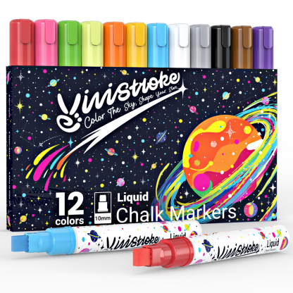 Jumbo Liquid Chalk Markers, Broad Tip 10mm, 12  Colors