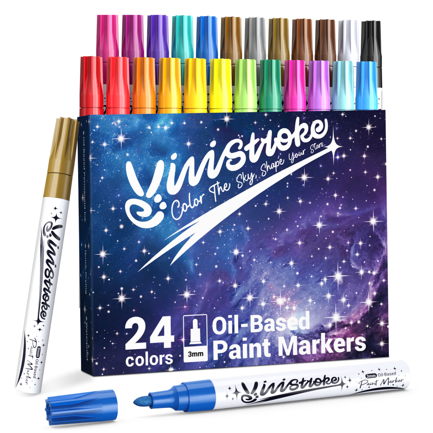 Oil-Based Permanent Paint Markers, 24 Colors