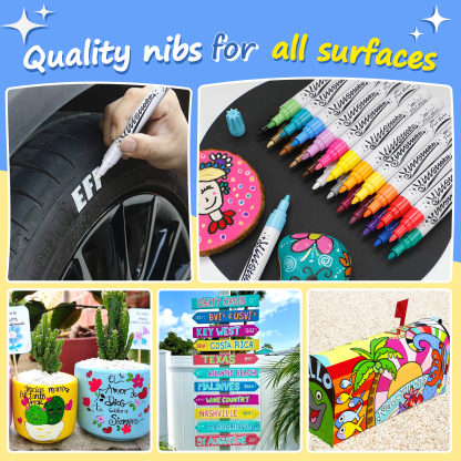 Oil-Based Permanent Paint Markers, 24 Colors