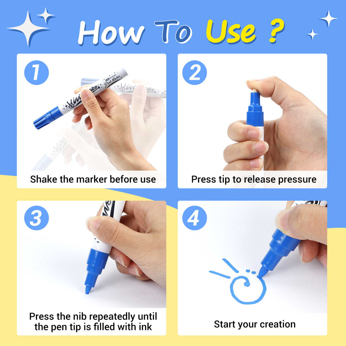 Oil-Based Permanent Paint Markers, 12 Colors