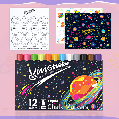 Jumbo Liquid Chalk Markers, Broad Tip 10mm, 12  Colors