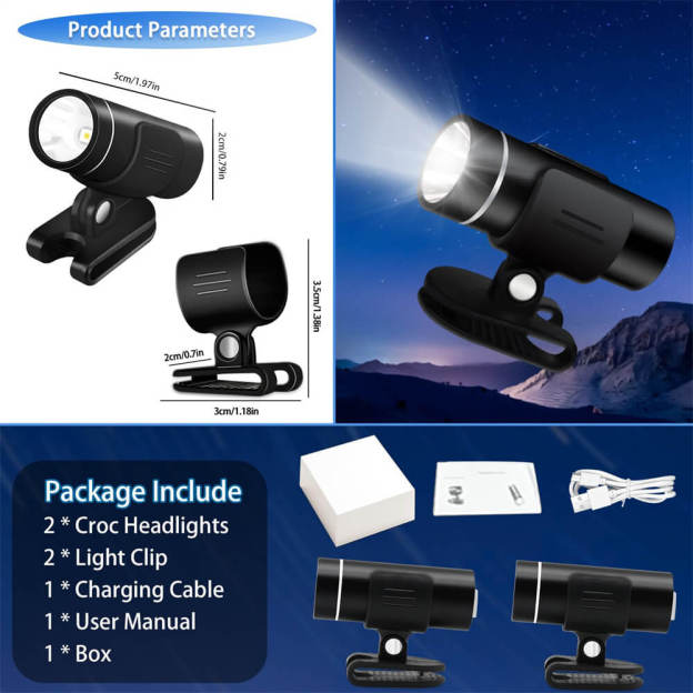 Universal Croc Lights - Lighting Visibility Up To 600 Feet - 2 Pcs - Croc Lights