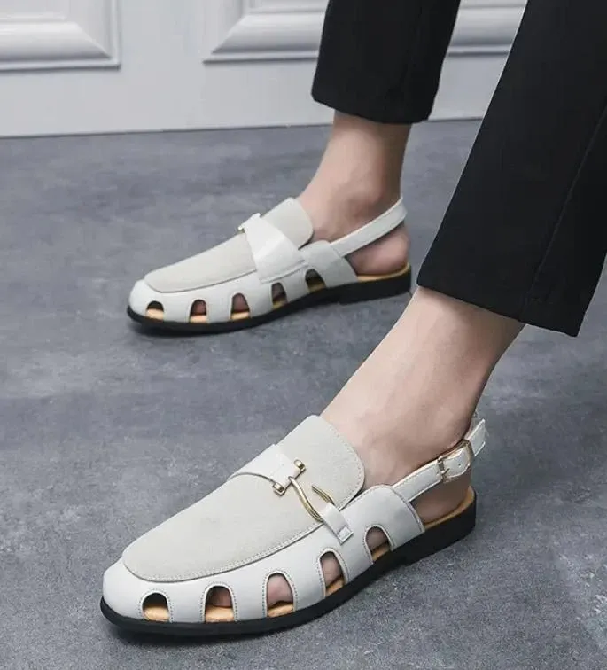 Chic Mens Fisherman Sandals Breathable Hollow Out Buckle Shoes Flats Summer New