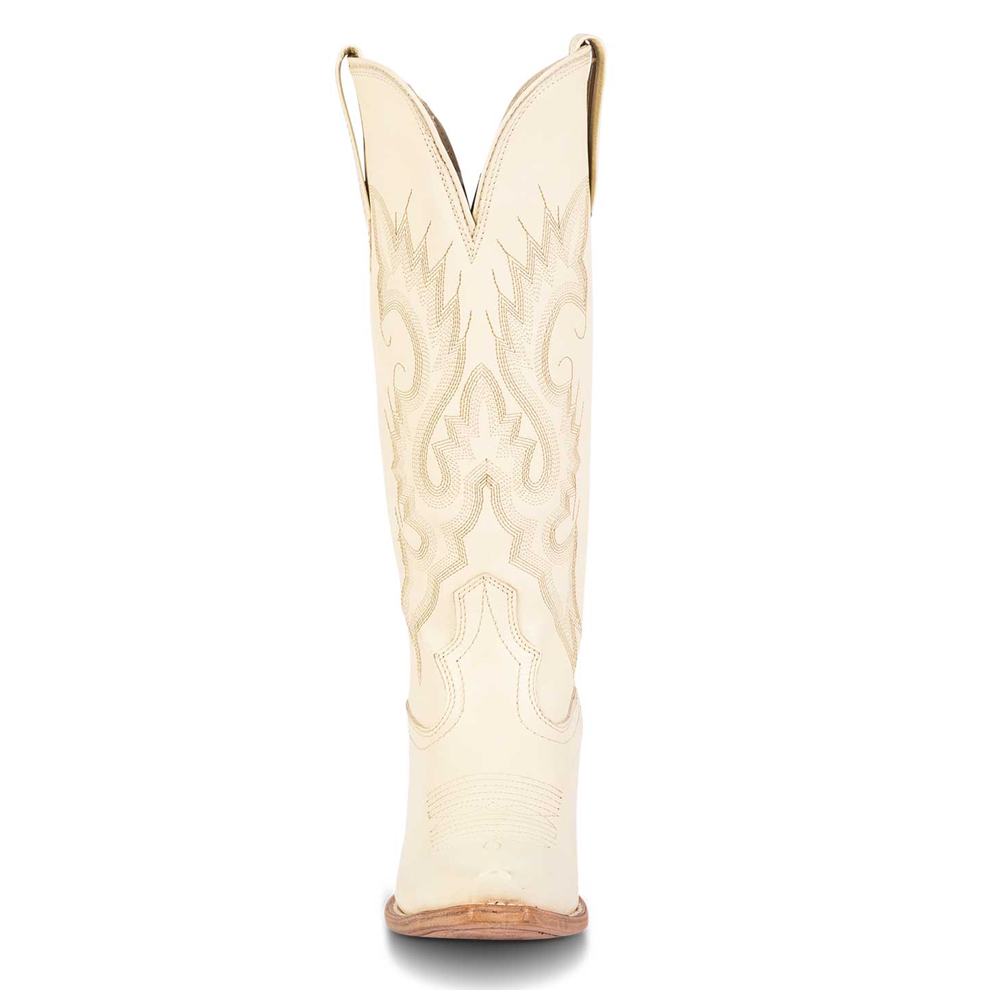 Ivory Pointed Toe Chunky Heel Vintage Knee-High Women's Cowboy Boots