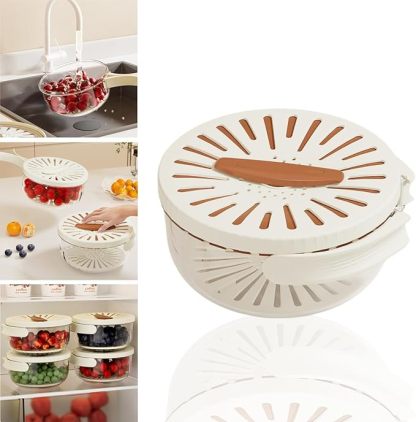 Fruits Drain Baskets with Lid Colander Portable Fridge Food Storage Containers