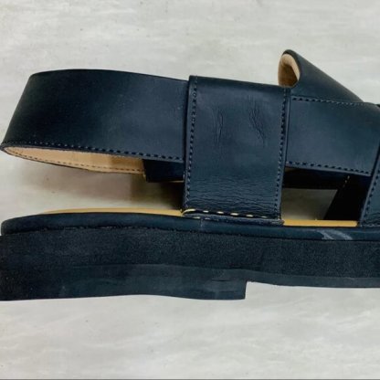 Black leather men's sandals, handmade