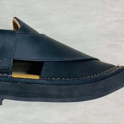 Black leather men's sandals, handmade