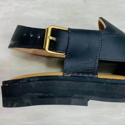 Black leather men's sandals, handmade