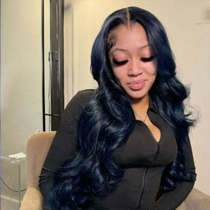 Sale | Glueless Midnight Blue 7x6/13x6 FULL Lace Frontal Wig 16"-34" Colored Human Hair Wigs