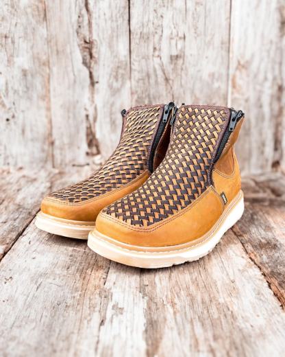 Handcrafted Men's Cowboy WORK BOOT Double Zipper Boots/ Boots Zipper Square toe/ Square Toe Half Boots Botines Vaqueros/ Zapato Cierres piel