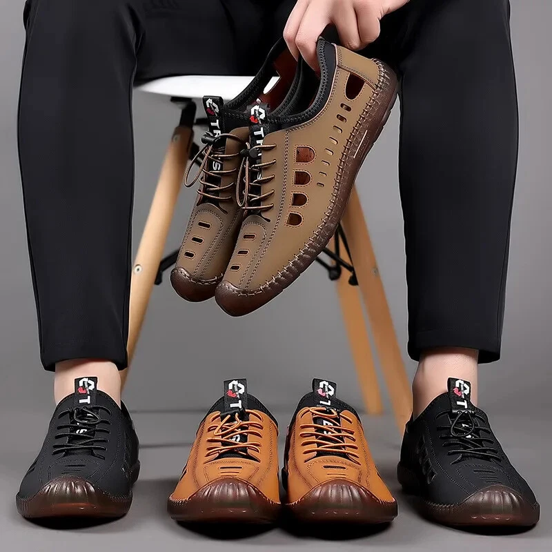 Men's BreathableSandals - Casual Hollow Out Flat Sneakers for Business & Everyday Wear