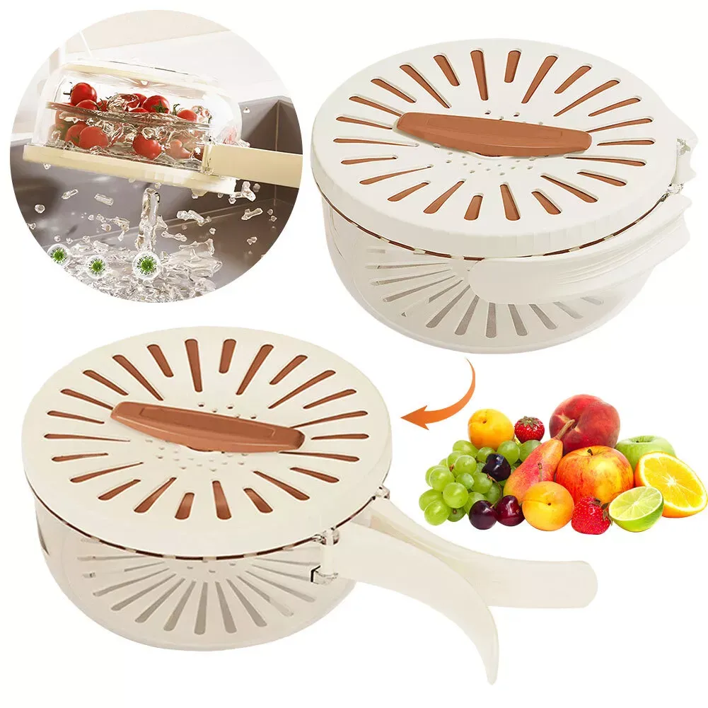 Fruits Drain Baskets with Lid Colander Portable Fridge Food Storage Containers