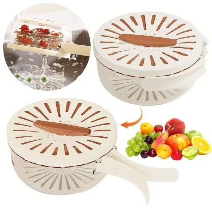 Fruits Drain Baskets with Lid Colander Portable Fridge Food Storage Containers