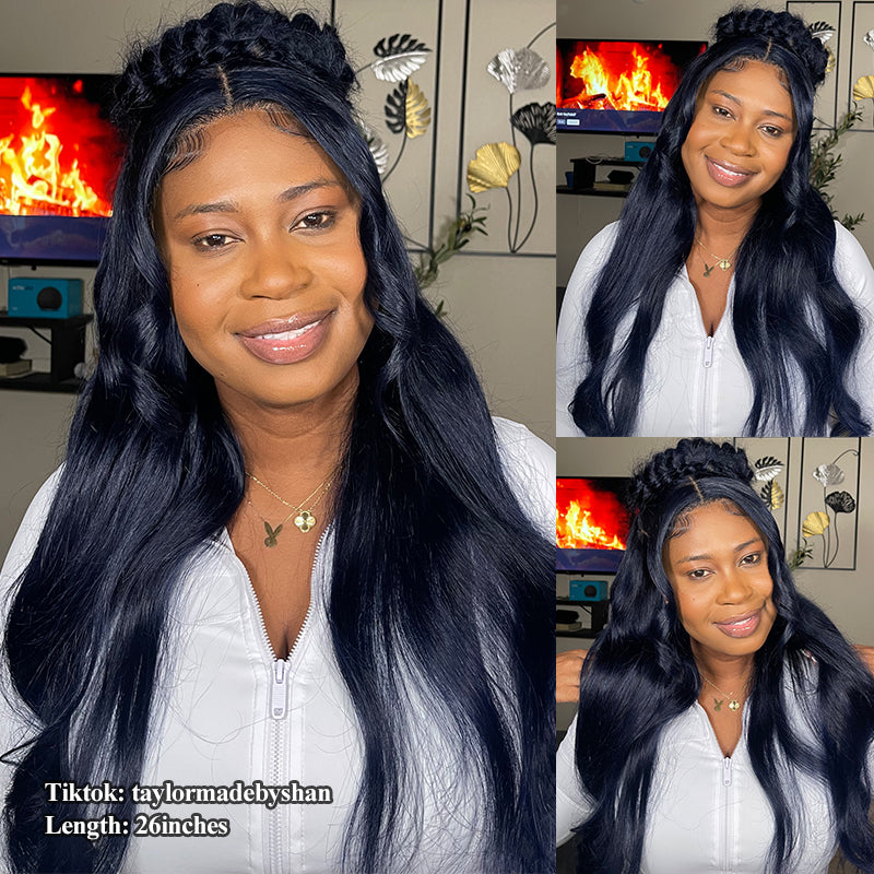 Sale | Glueless Midnight Blue 7x6/13x6 FULL Lace Frontal Wig 16"-34" Colored Human Hair Wigs