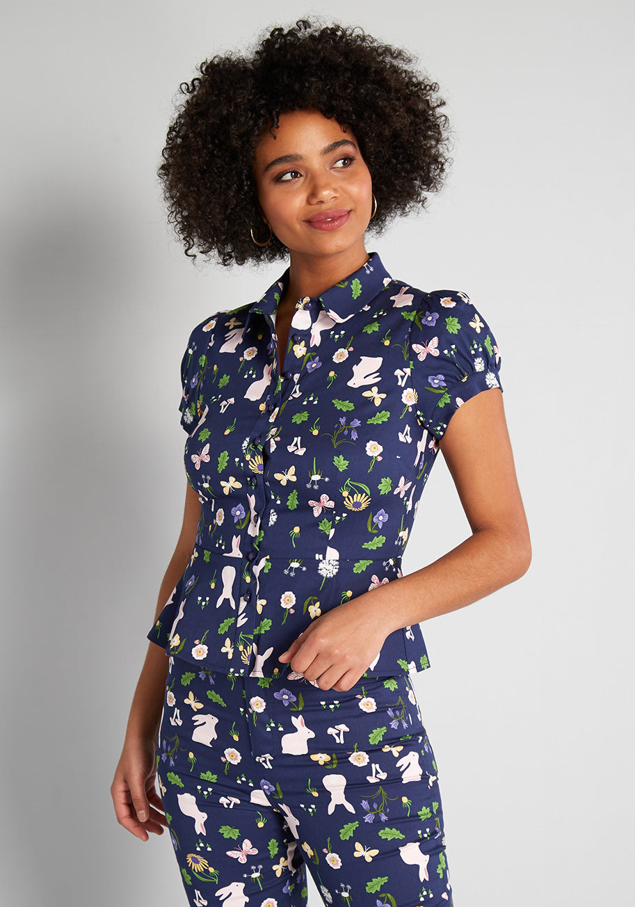 Moodiya x Collectif Joys of Spring Button-Up Blouse