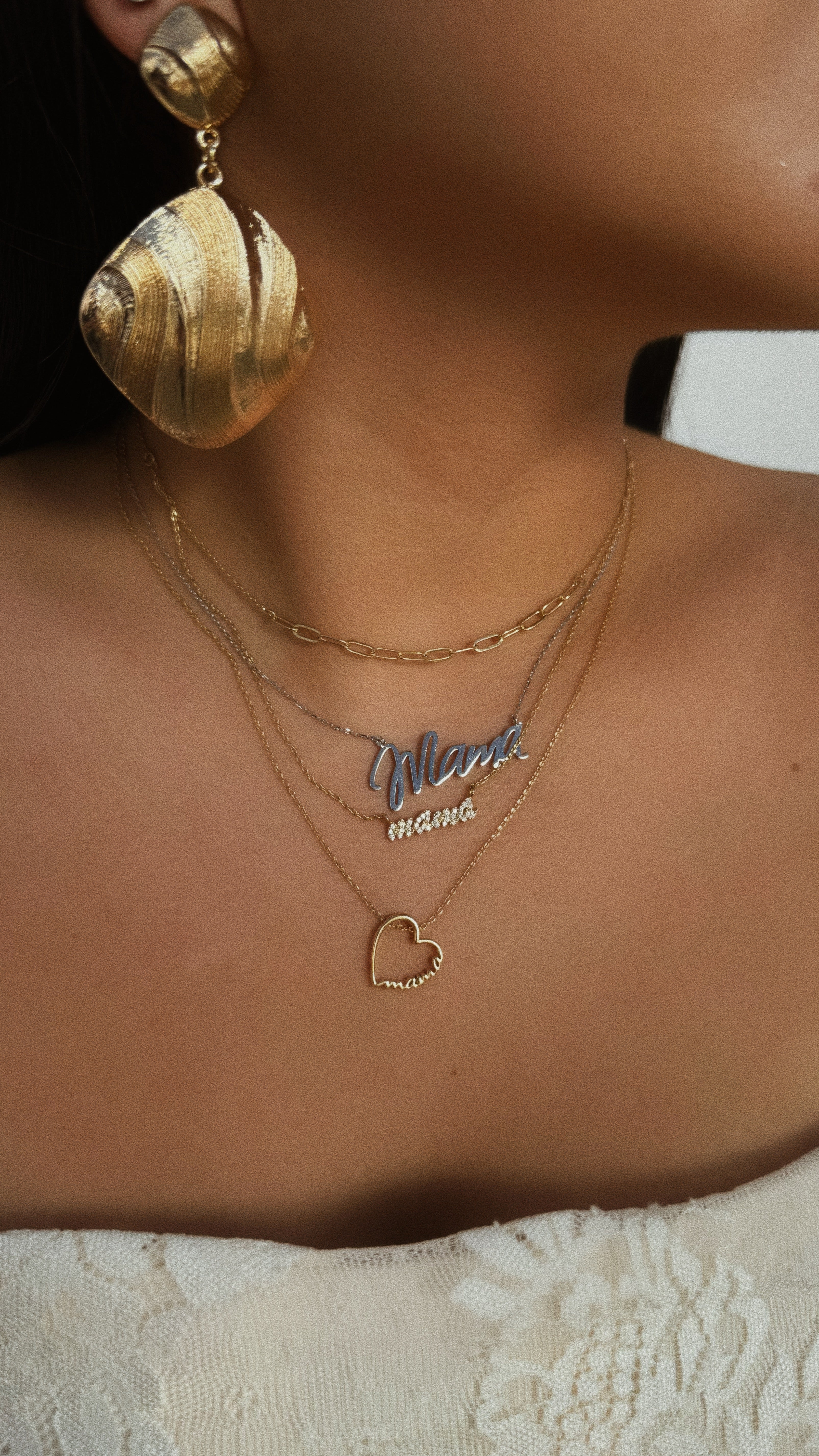 Mama Heart Pendant Necklace - Gold-Laseno.All Rights Reserved.