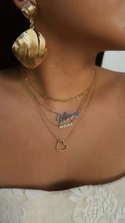 Mama Heart Pendant Necklace - Gold-Laseno.All Rights Reserved.